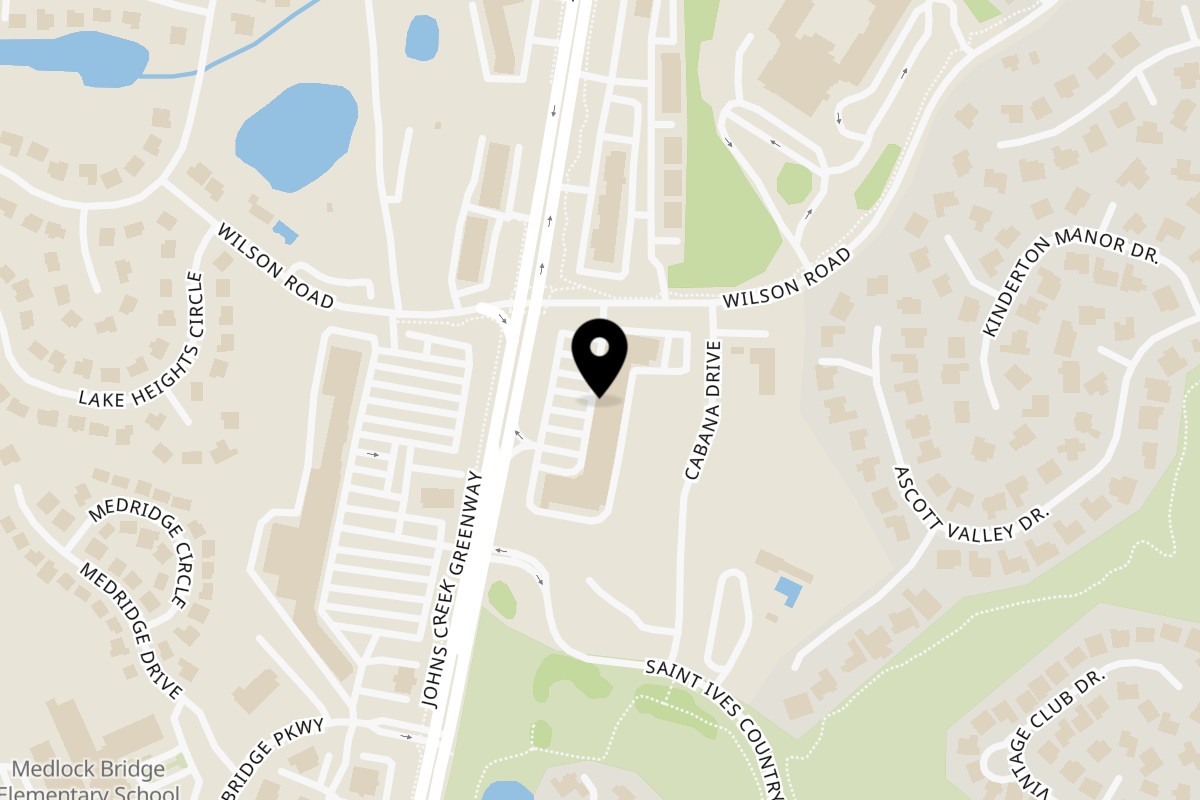 Map showing the location of Napoli 1 Pizza on 10305 Medlock Bridge Rd b1 in Johns Creek